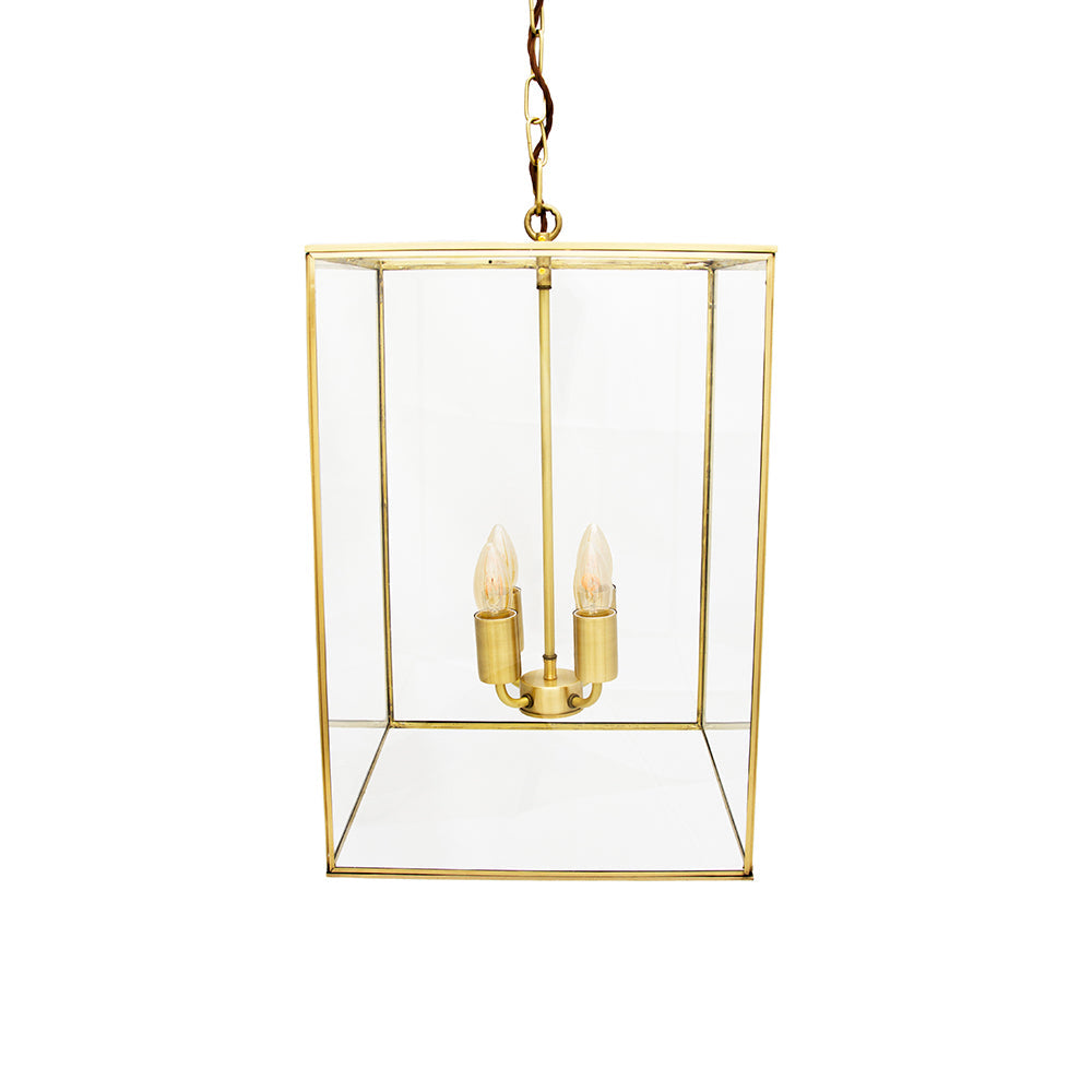 Soho Lighting London Lantern Pendant Light Crossbar Medium Brass