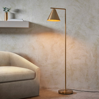 Endon Cape Task Floor Lamp Warm antique brass