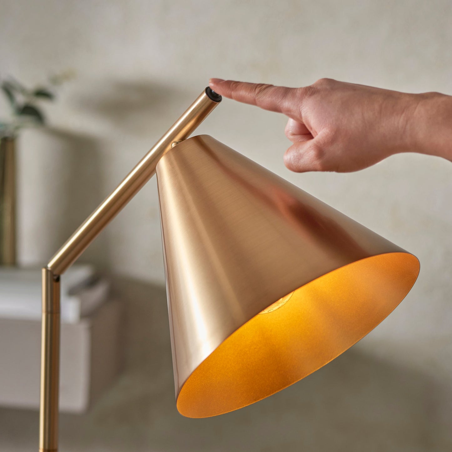 Endon Cape Task Floor Lamp Warm antique brass