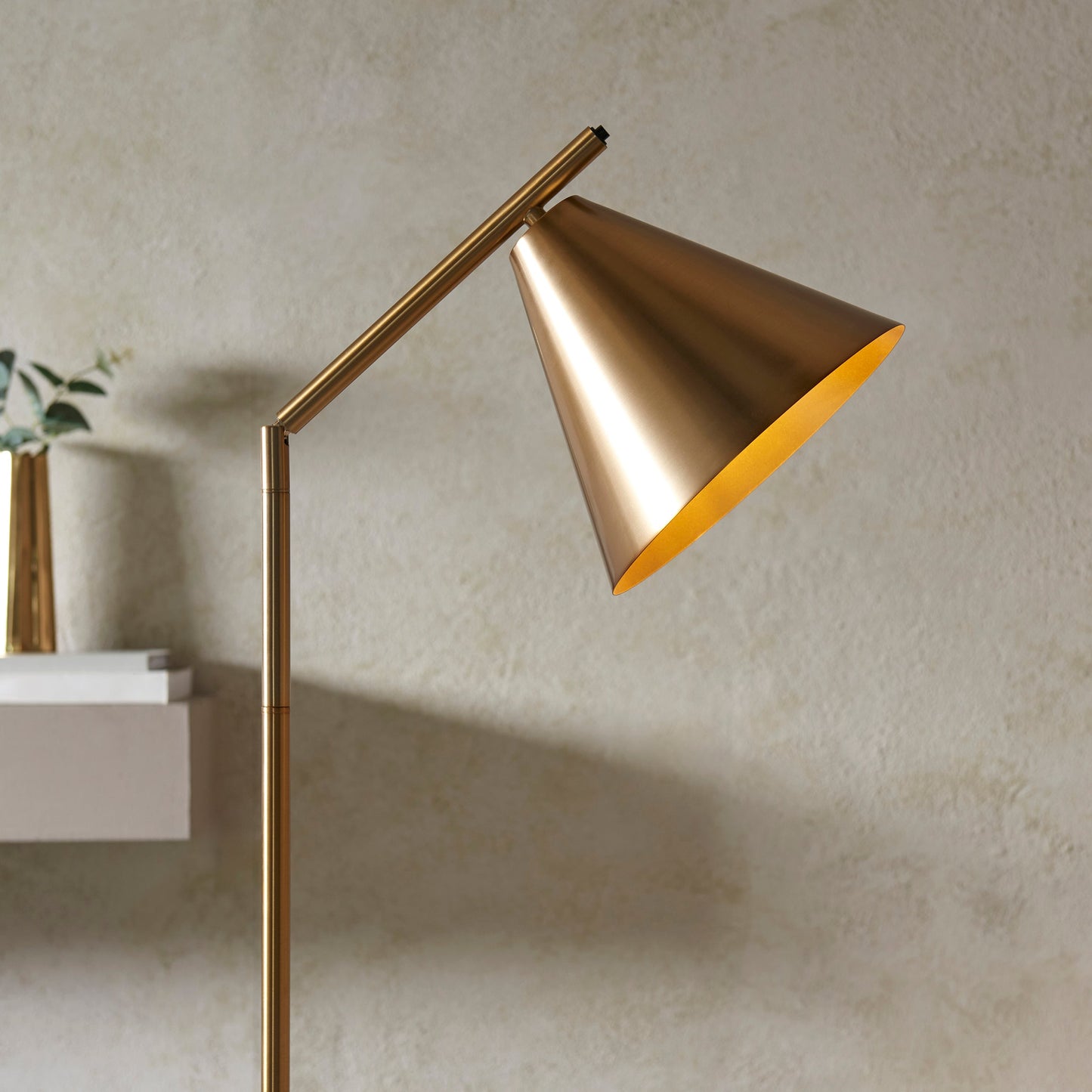 Endon Cape Task Floor Lamp Warm antique brass