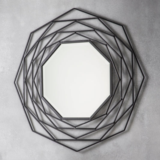 Amos Matt black octagon mirror