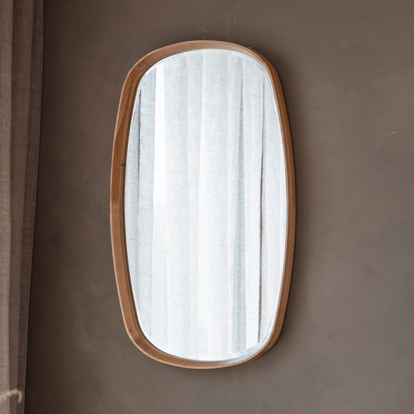 Amos Solid oak ellipse mirror