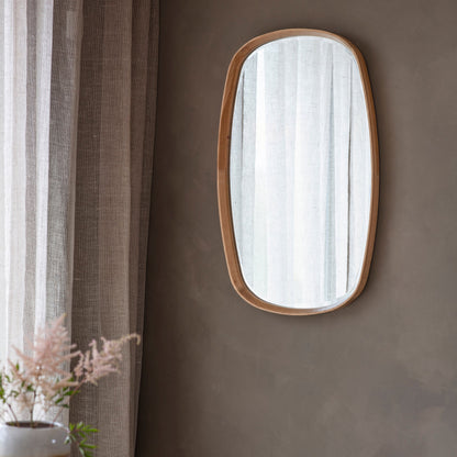 Amos Solid oak ellipse mirror