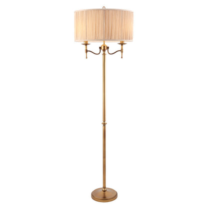 Interiors 1900 Stanford Floor Lamp Antique Brass with Champagne Shade