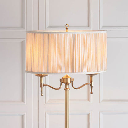 Interiors 1900 Stanford Floor Lamp Antique Brass with Champagne Shade