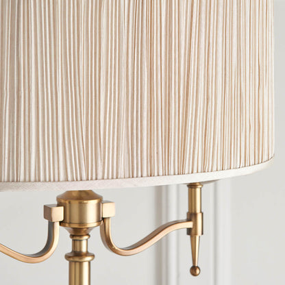 Interiors 1900 Stanford Floor Lamp Antique Brass with Champagne Shade