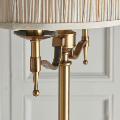 Interiors 1900 Stanford Floor Lamp Antique Brass with Champagne Shade