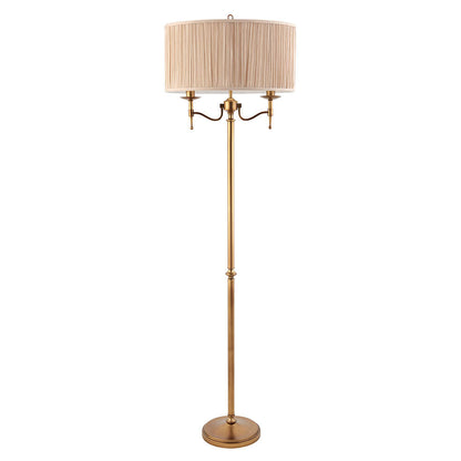 Interiors 1900 Stanford Floor Lamp Antique Brass with Champagne Shade