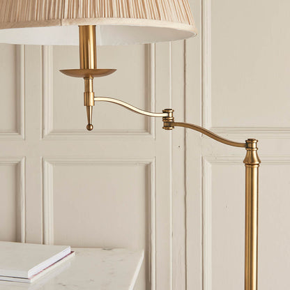 Interiors 1900 Stanford Swing Floor Lamp Antique Brass with Champagne Shade