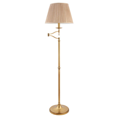 Interiors 1900 Stanford Swing Floor Lamp Antique Brass with Champagne Shade