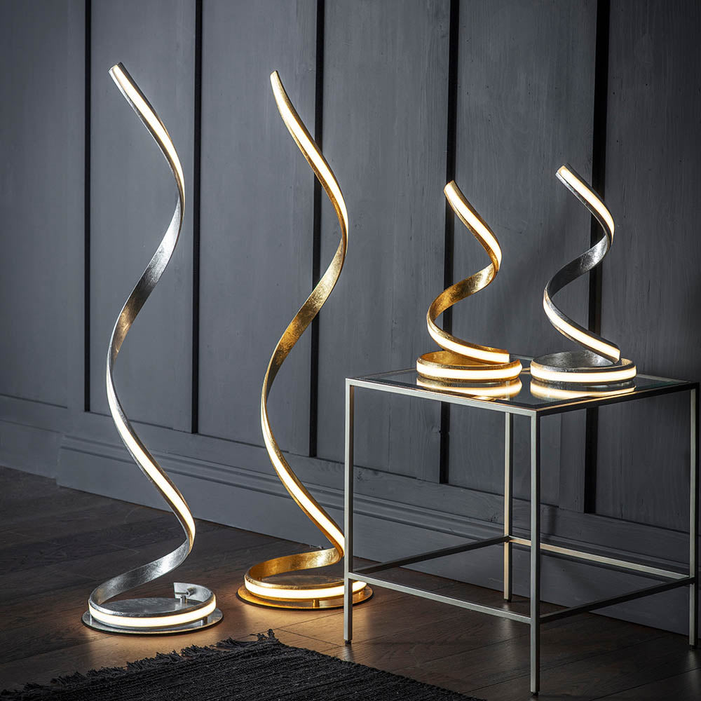 Endon Aria Floor Lamp Silver leaf & white acrylic
