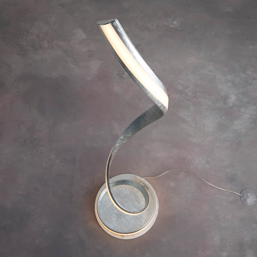 Endon Aria Floor Lamp Silver leaf & white acrylic