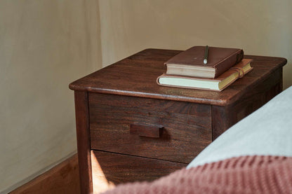 Nkuku Anbu Acacia Bedside Table Washed Walnut