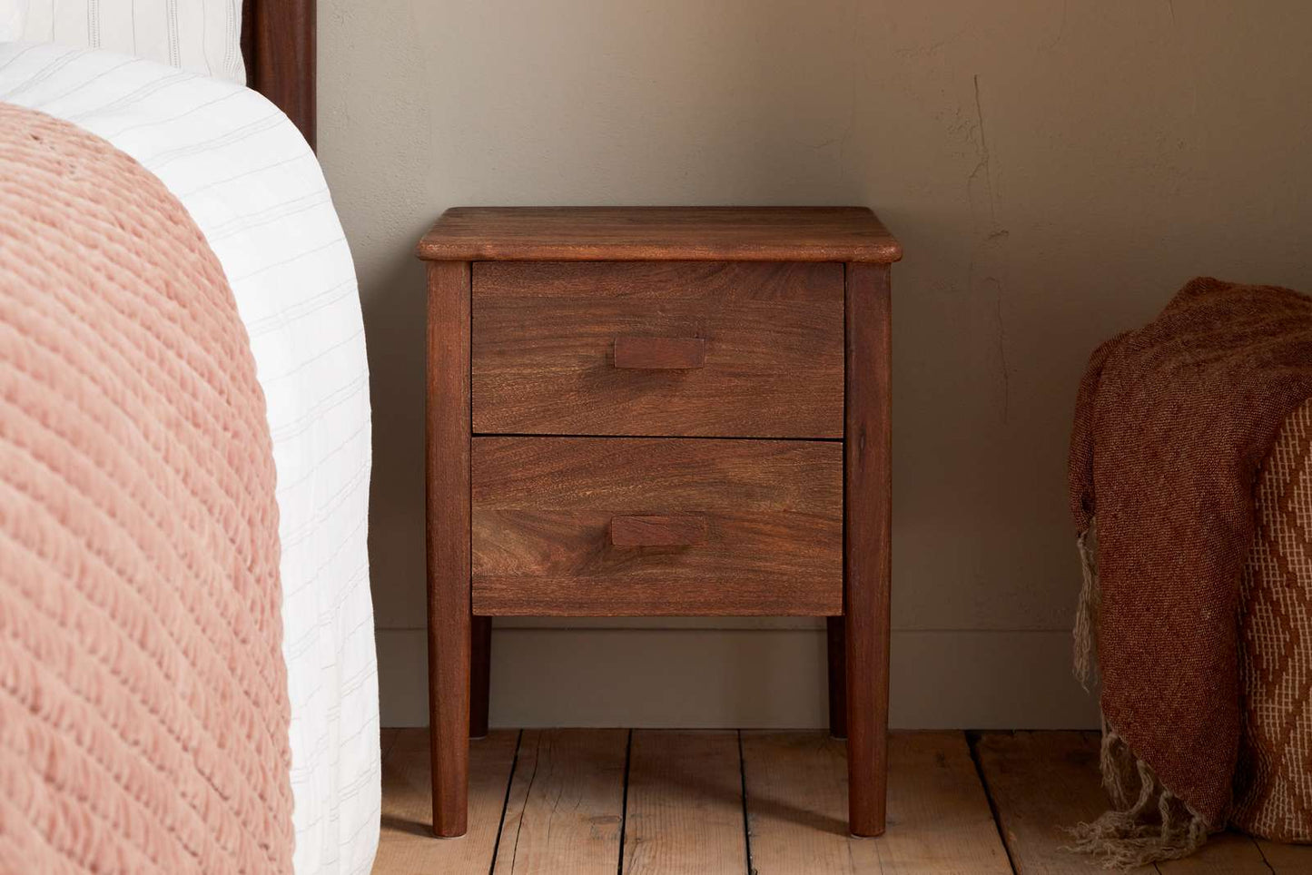 Nkuku Anbu Acacia Bedside Table Washed Walnut