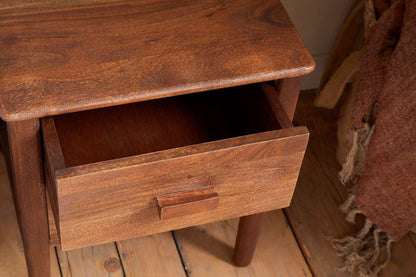 Nkuku Anbu Acacia Bedside Table Washed Walnut