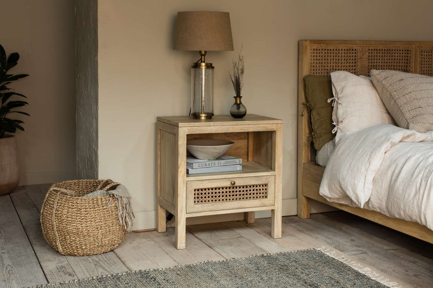 Nkuku Kanz Mango Wood Bedside Table Natural