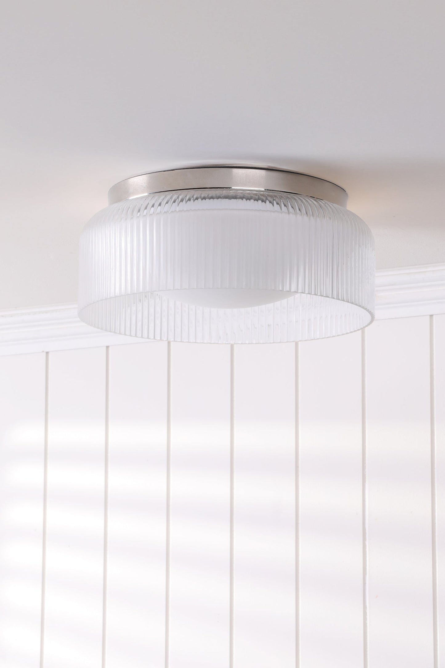 Laura Ashley Charissa Bathroom Ceiling Light Polished Chrome and Ribbed Glass IP44