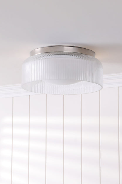 Laura Ashley Charissa Bathroom Ceiling Light Polished Chrome and Ribbed Glass IP44