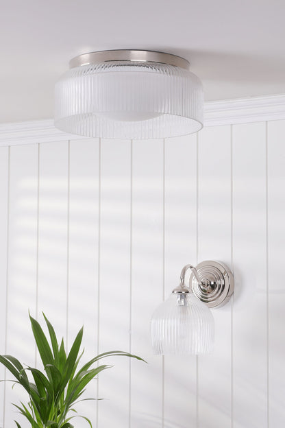 Laura Ashley Charissa Bathroom Ceiling Light Polished Chrome and Ribbed Glass IP44