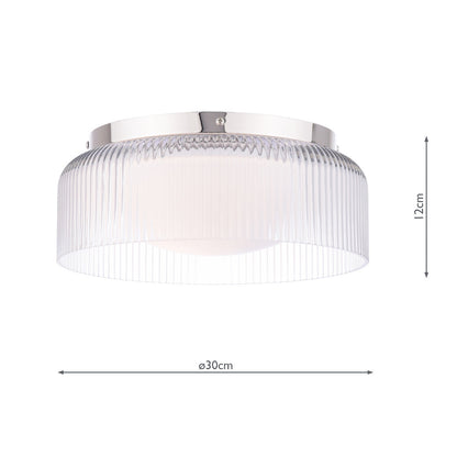 Laura Ashley Charissa Bathroom Ceiling Light Polished Chrome and Ribbed Glass IP44