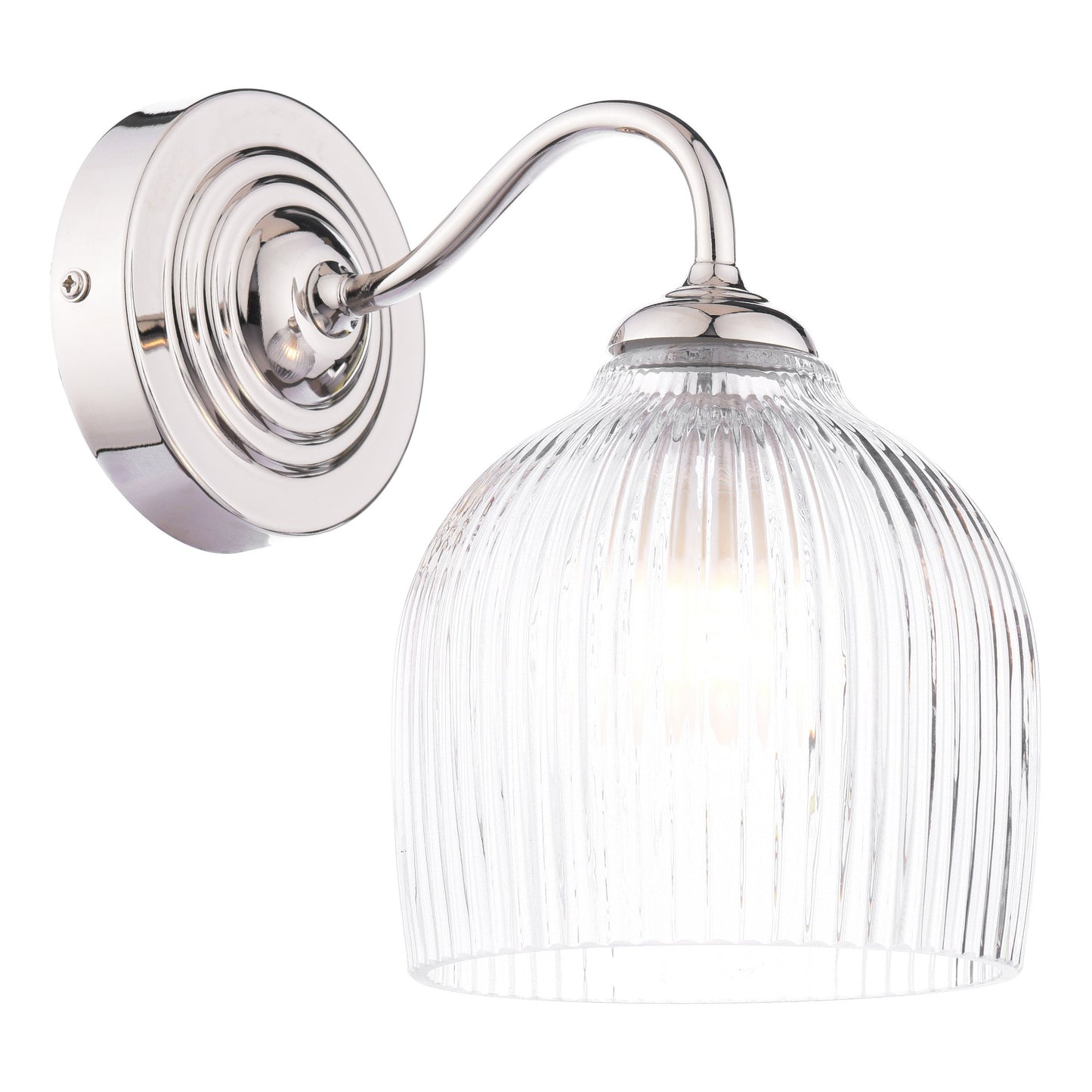 Laura Ashley Charissa Bathroom Wall Light Polished Chrome and Ribbed Glass IP44