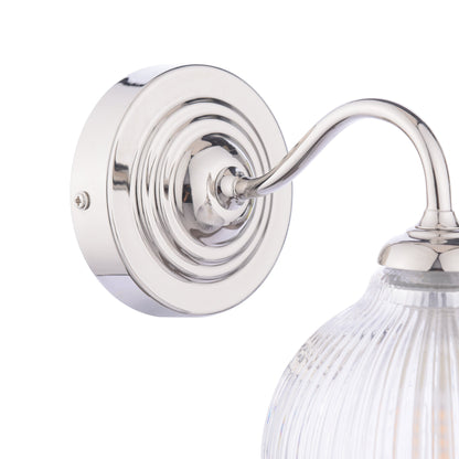 Laura Ashley Charissa Bathroom Wall Light Polished Chrome and Ribbed Glass IP44