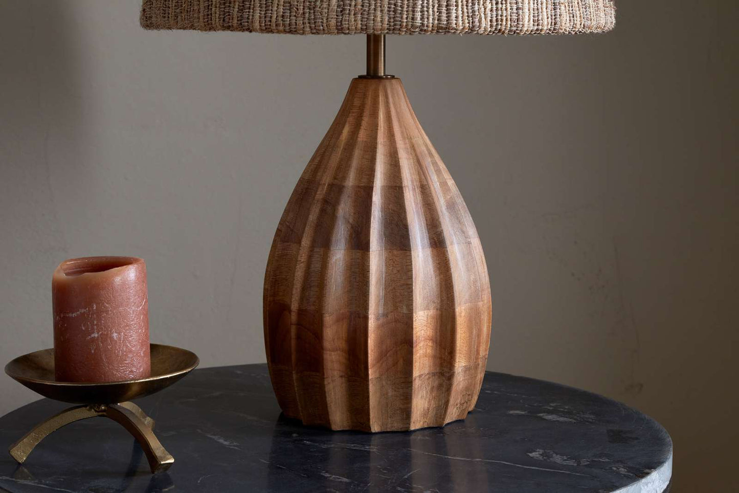 Nkuku Awa Mango Wood Bedside Table Lamp Base Natural