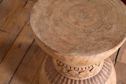 Nkuku Taru Carved Side Table Natural
