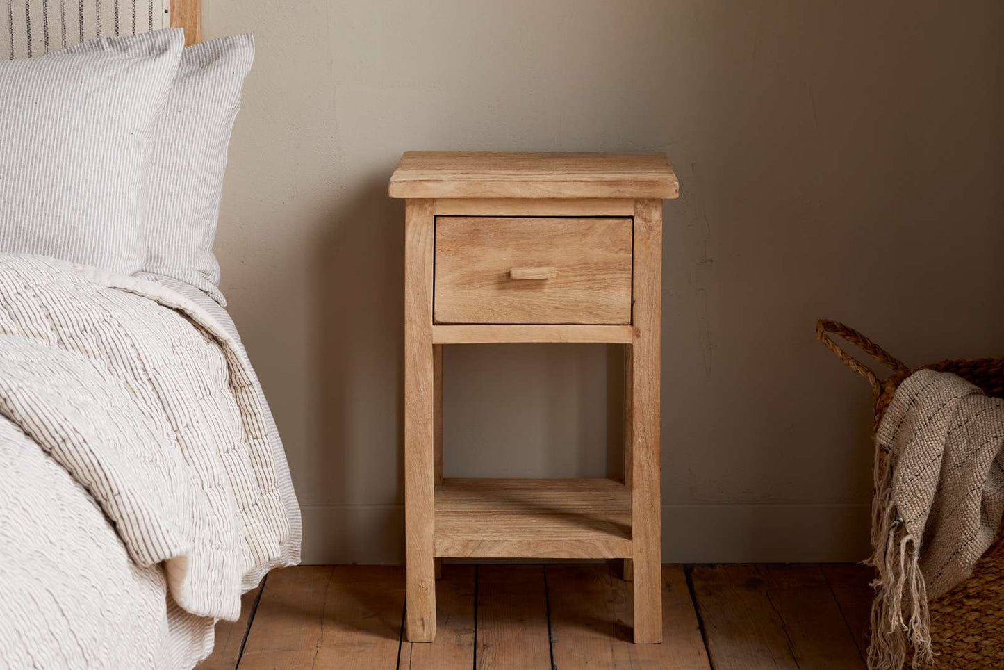 Nkuku Vivan Grooved Bedside Table Natural