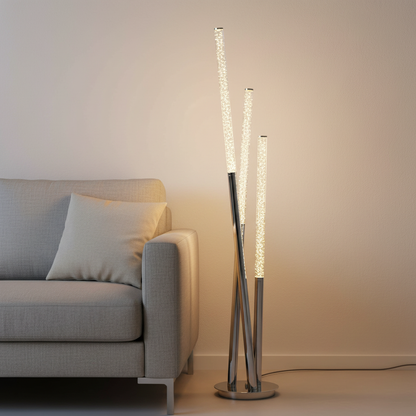 Endon Glacier 3lt floor Lamp Polished stainless steel & clear bubble acrylic