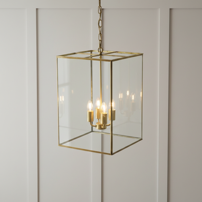 Soho Lighting London Lantern Pendant Light Crossbar Medium Brass