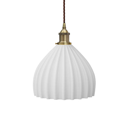 Soho Lighting Scallop Shell Large Pendant Surf White with Antique Brass Bulb holder and Brown Twisted Cable